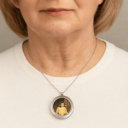Locket with photo and urn necklace for ashes, custom engraved cremation jewelry