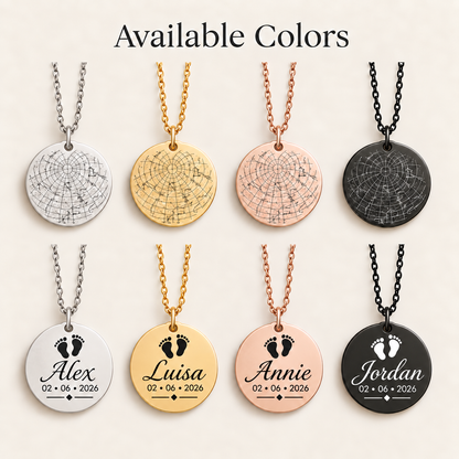 Collar de mapa estelar personalizado para ella y para él.