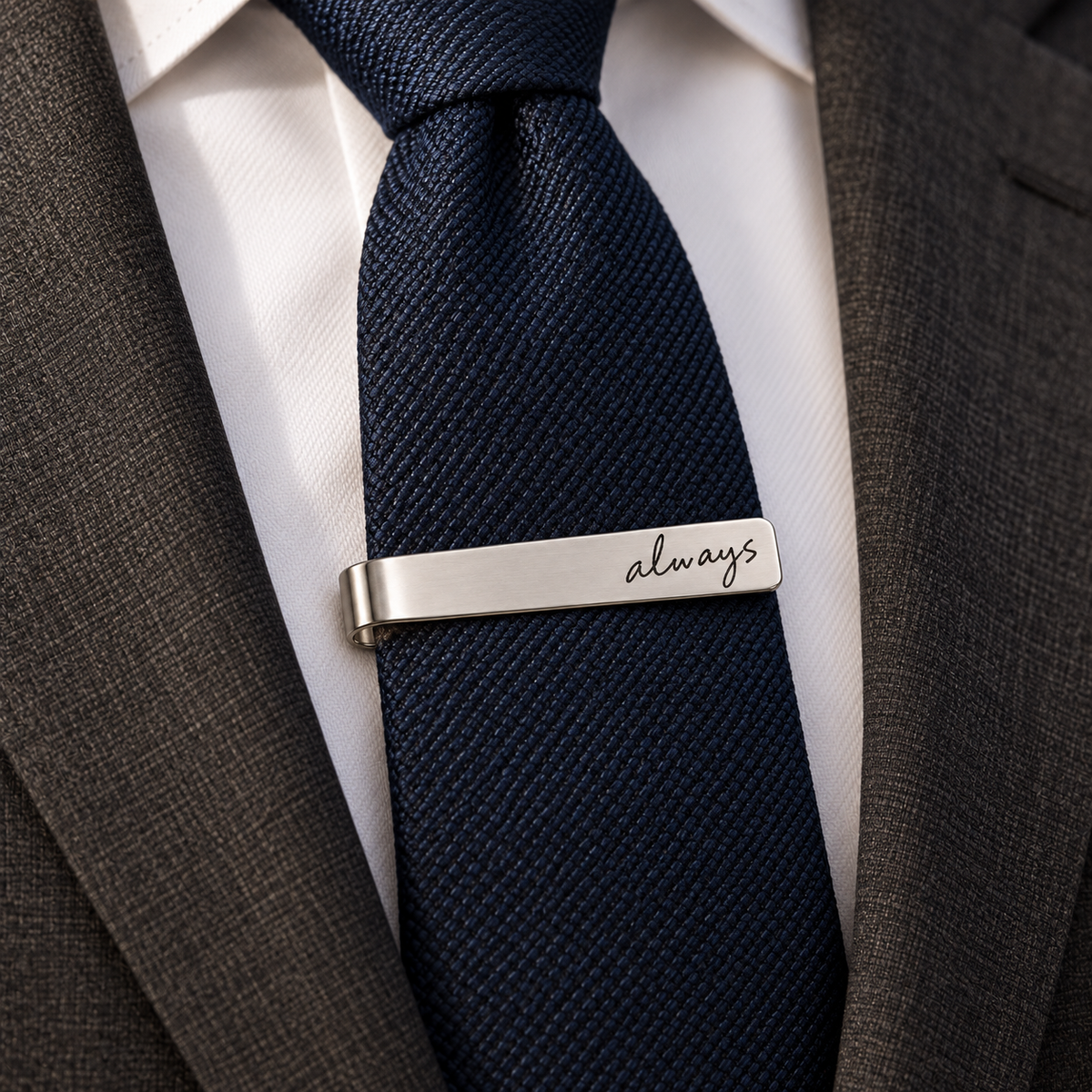 Written with love - Personalized stainless steel tie clip.