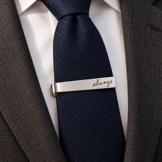 Written with love - Personalized stainless steel tie clip.