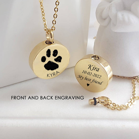 Actual paw print cremation urn necklace for ashes. - mobimomentos