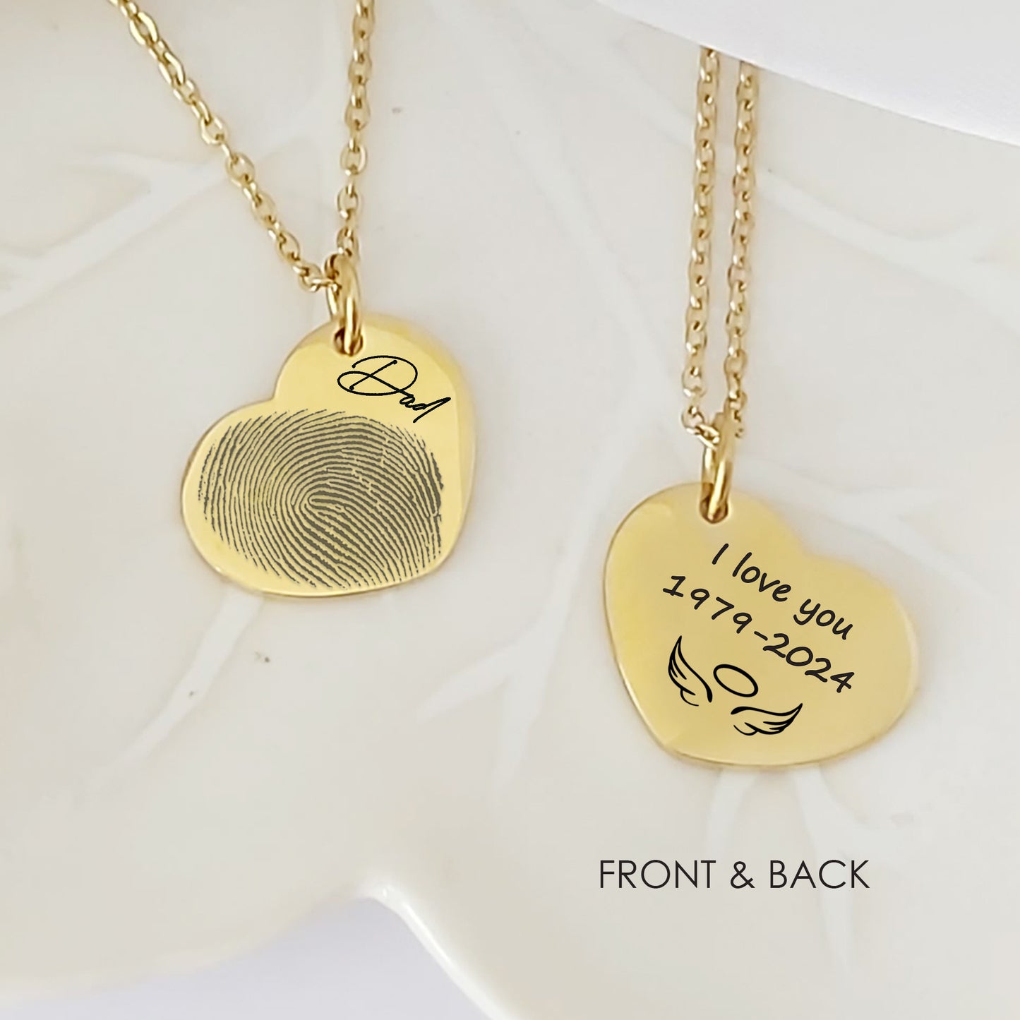 Custom thumbprint heart necklace for her