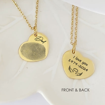 Custom thumbprint heart necklace for her