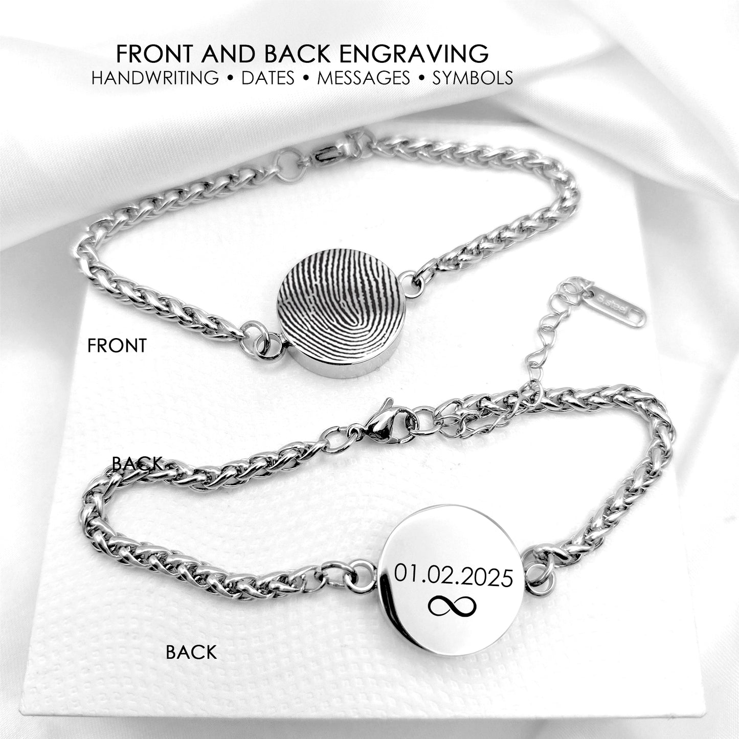 Thumbprint round urn bracelet for ashes.