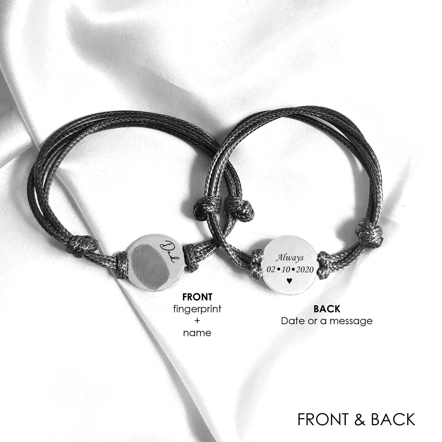 Personalized fingerprint leather bracelet