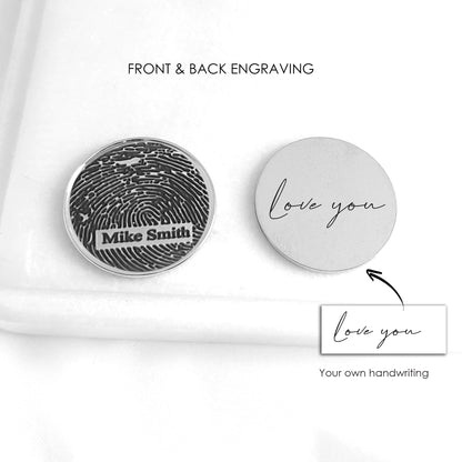 Personalized golf hat magnetic clip and ball marker engraved with fingerprint or your own handwriting, memorial gift, loss of dad, grandad