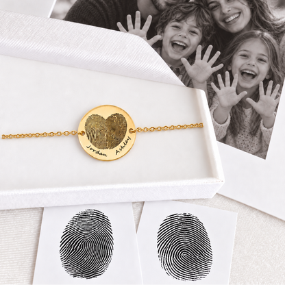 Little prints | Personalized Two Fingerprint Coin Bracelet