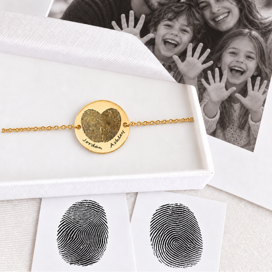 Pulsera de cuero con huella dactilar personalizada