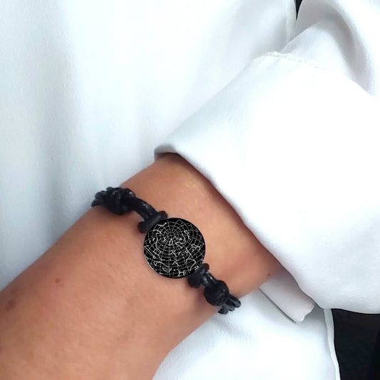 Custom star map leather bracelet for women - mobimomentos