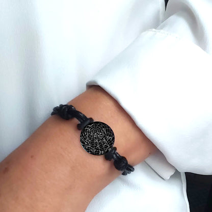 Bracelet en cuir personnalisé avec carte des étoiles pour femme