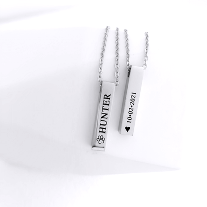 Engraved pet cremation bar urn necklace for ashes. - mobimomentos