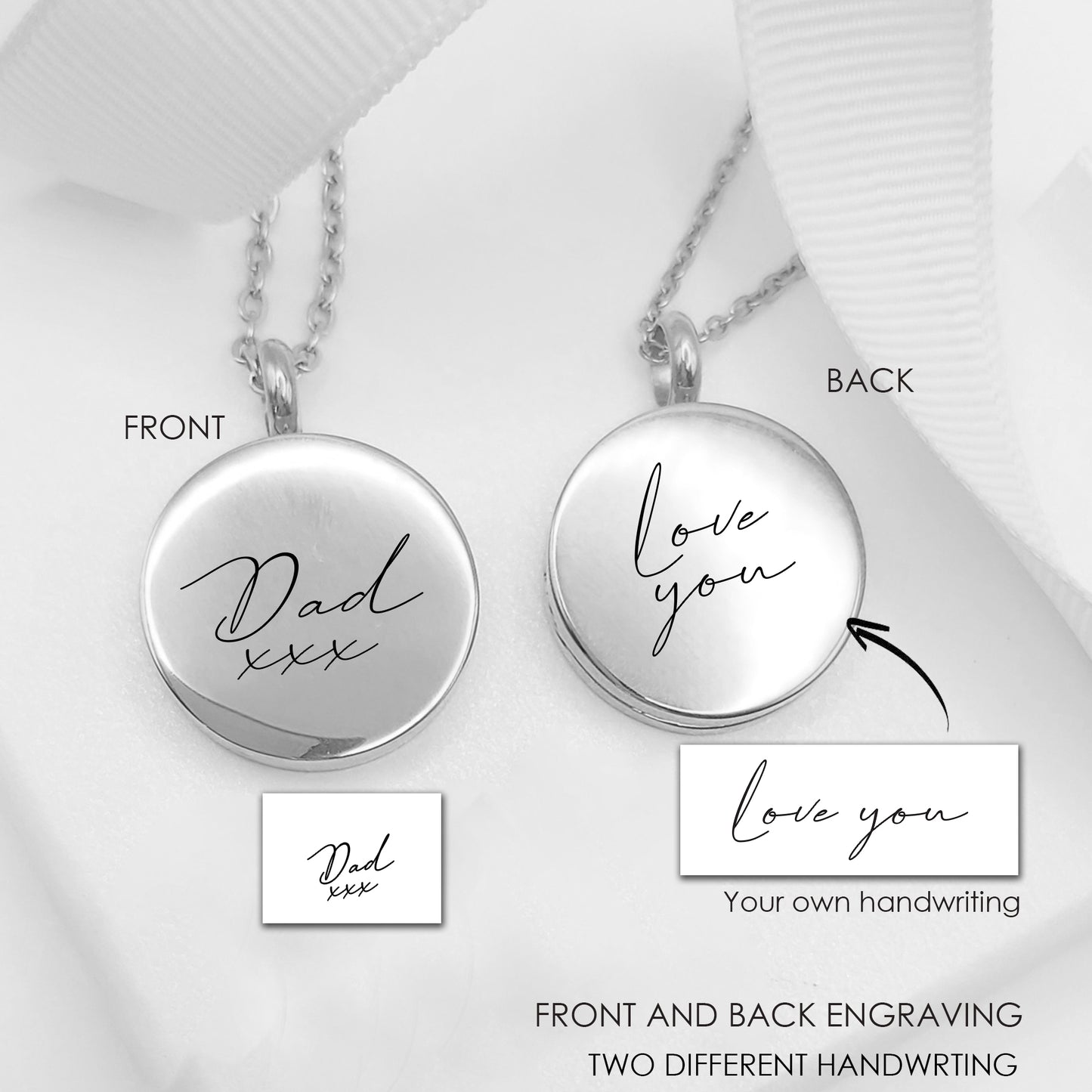 Locket engraved with kids drawings.