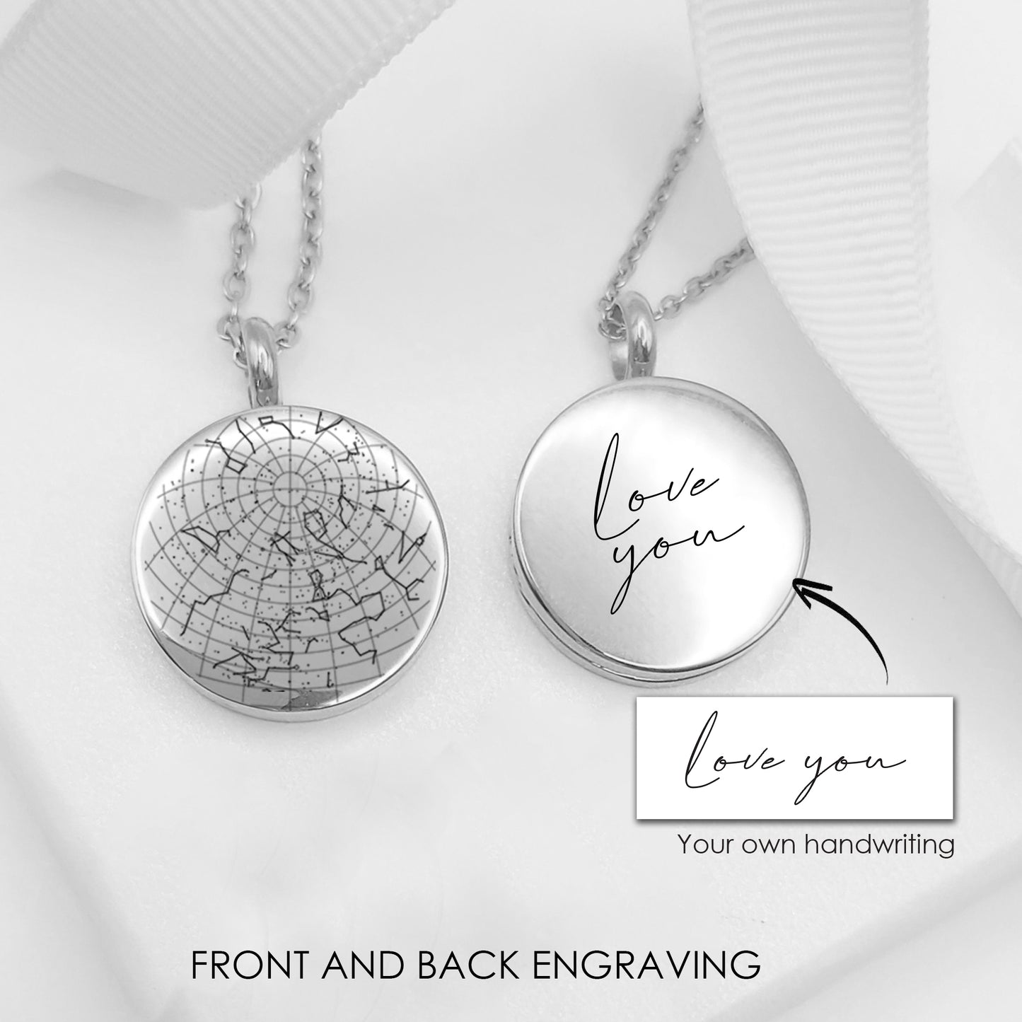 Custom star map locket with photos, anniversary gifts.