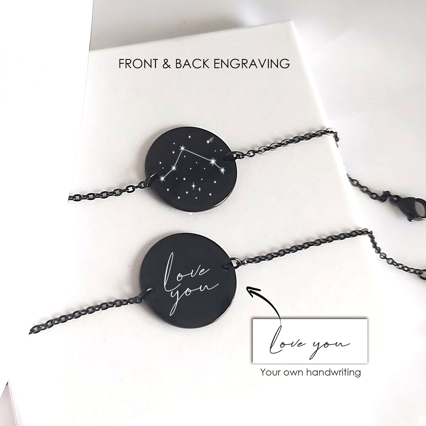Custom constellation bracelet, personalized with messages.