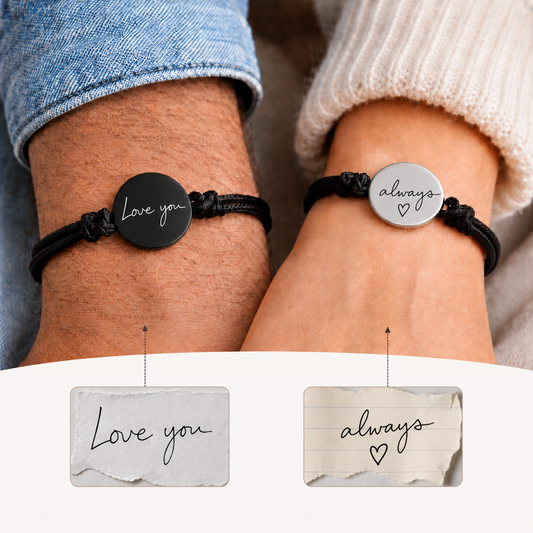 Actual handwriting coin bracelet for woman.