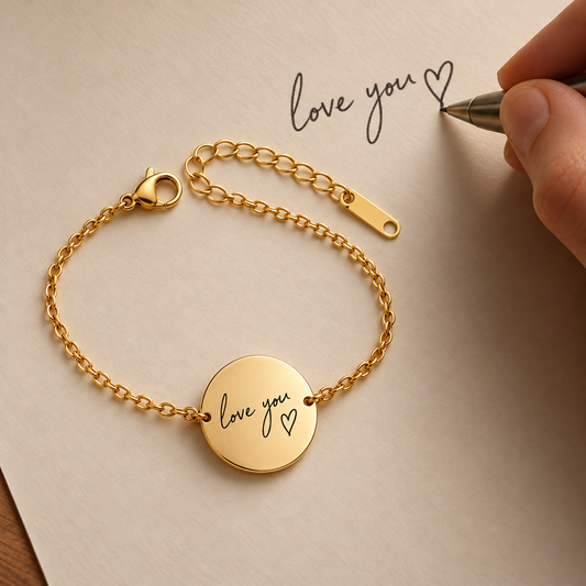 Written with Love - Handwriting Coin Bracelet
