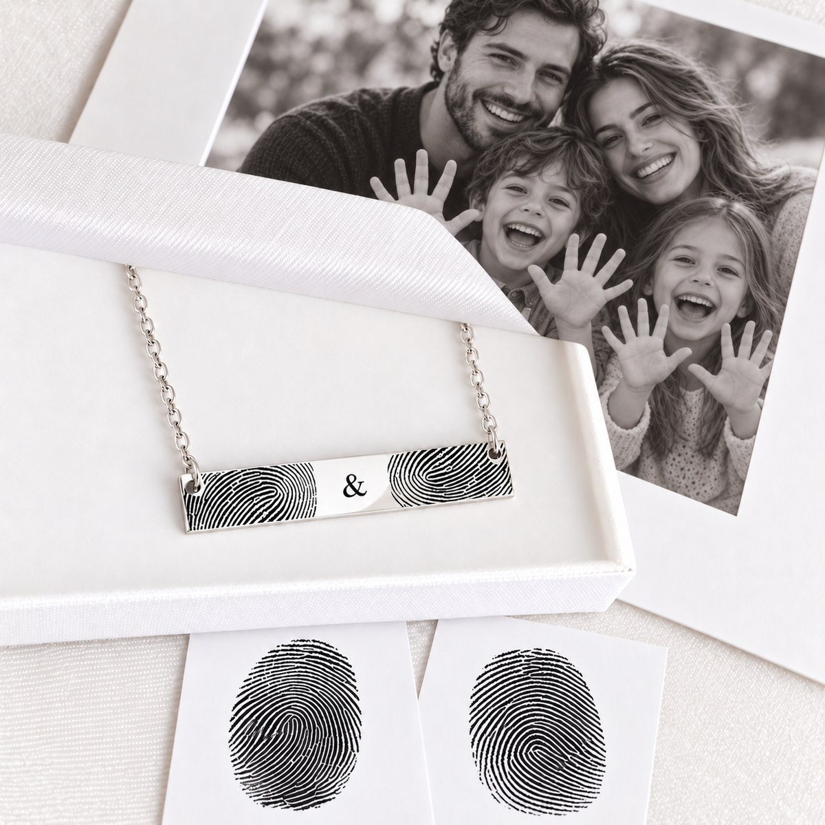 Collar con barra de huella dactilar personalizado