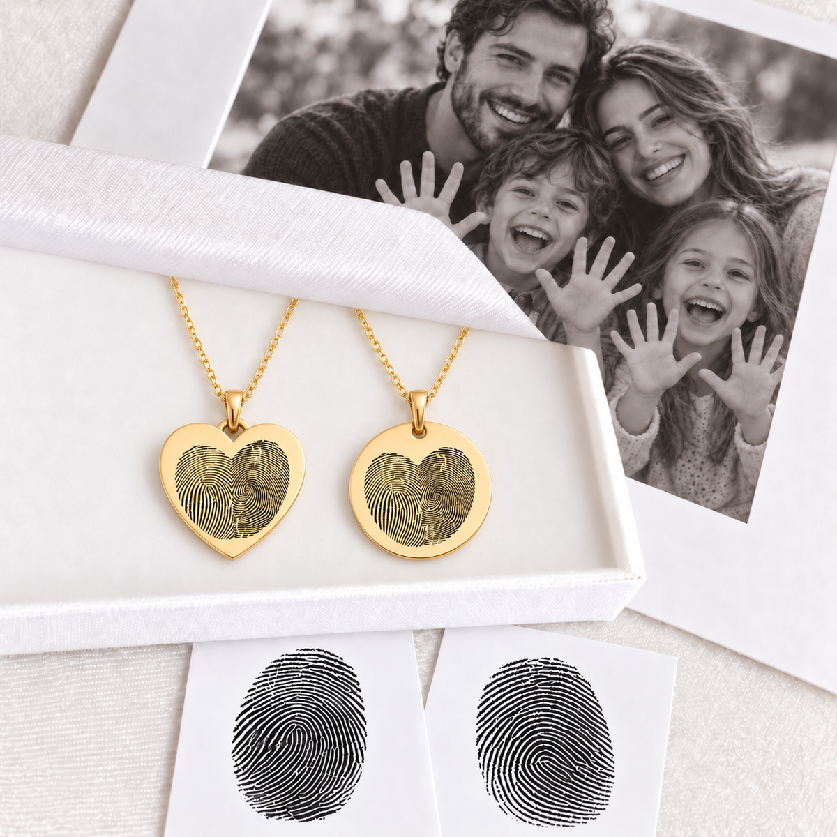 Collar de huella dactilar personalizado para ella y para él.