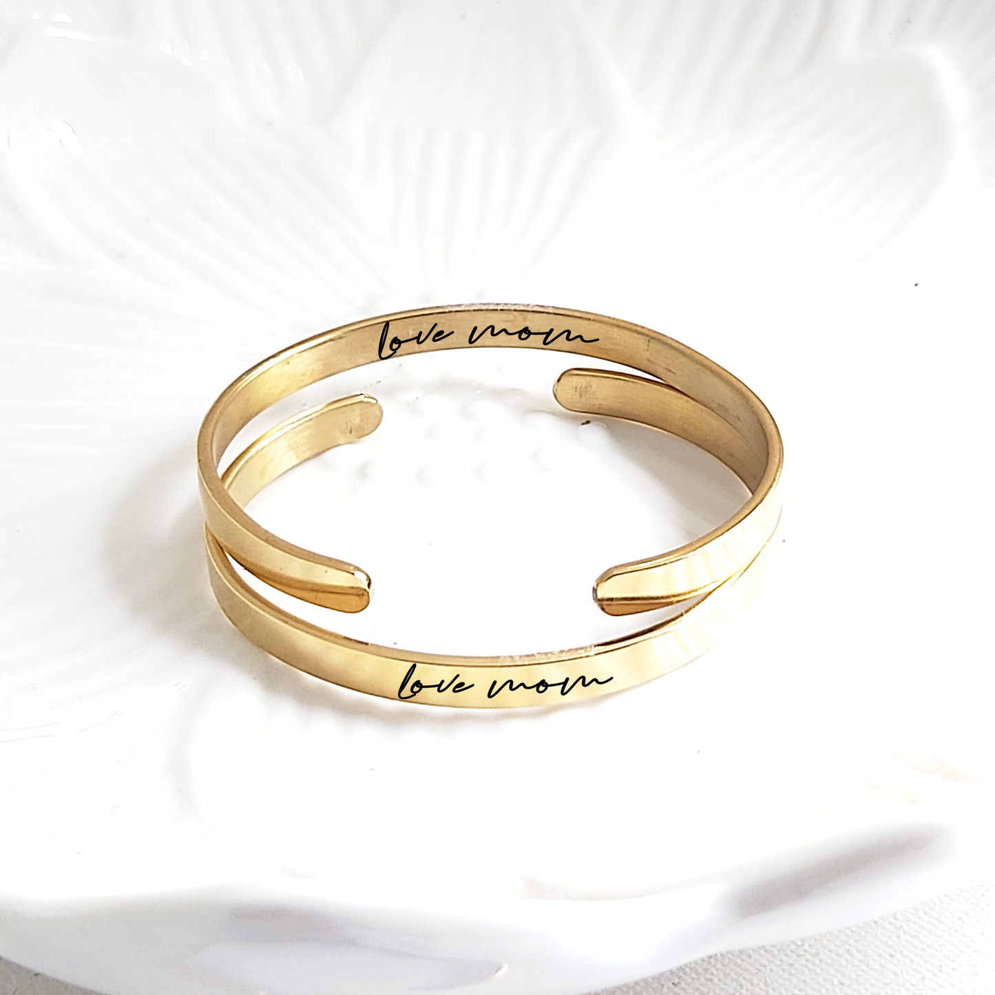 Engraved bangle bracelet with own handwriting