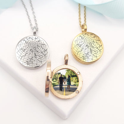 Custom star map locket with photo