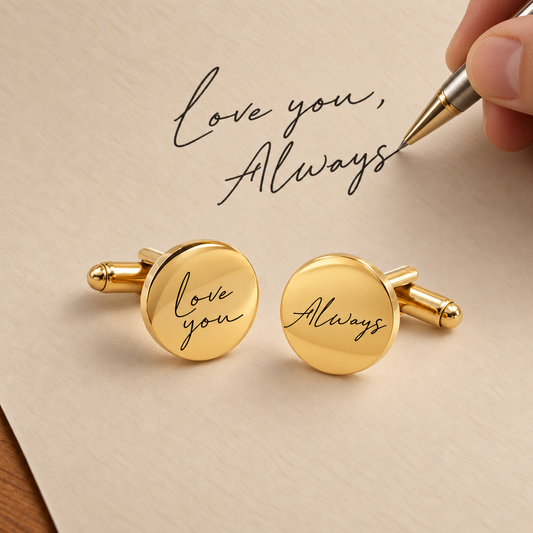 Written with Love - Your Handwriting Round Cufflinks