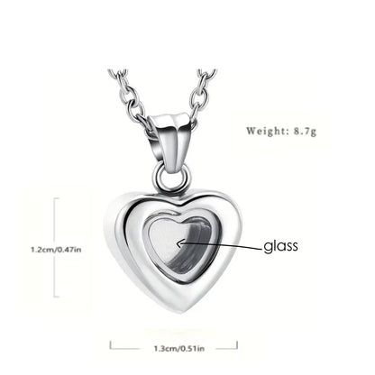 Custom thumbprint glass heart urn necklace for human ashes. - mobimomentos