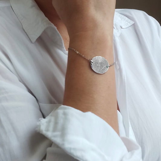 Actual fingerprint coin bracelet