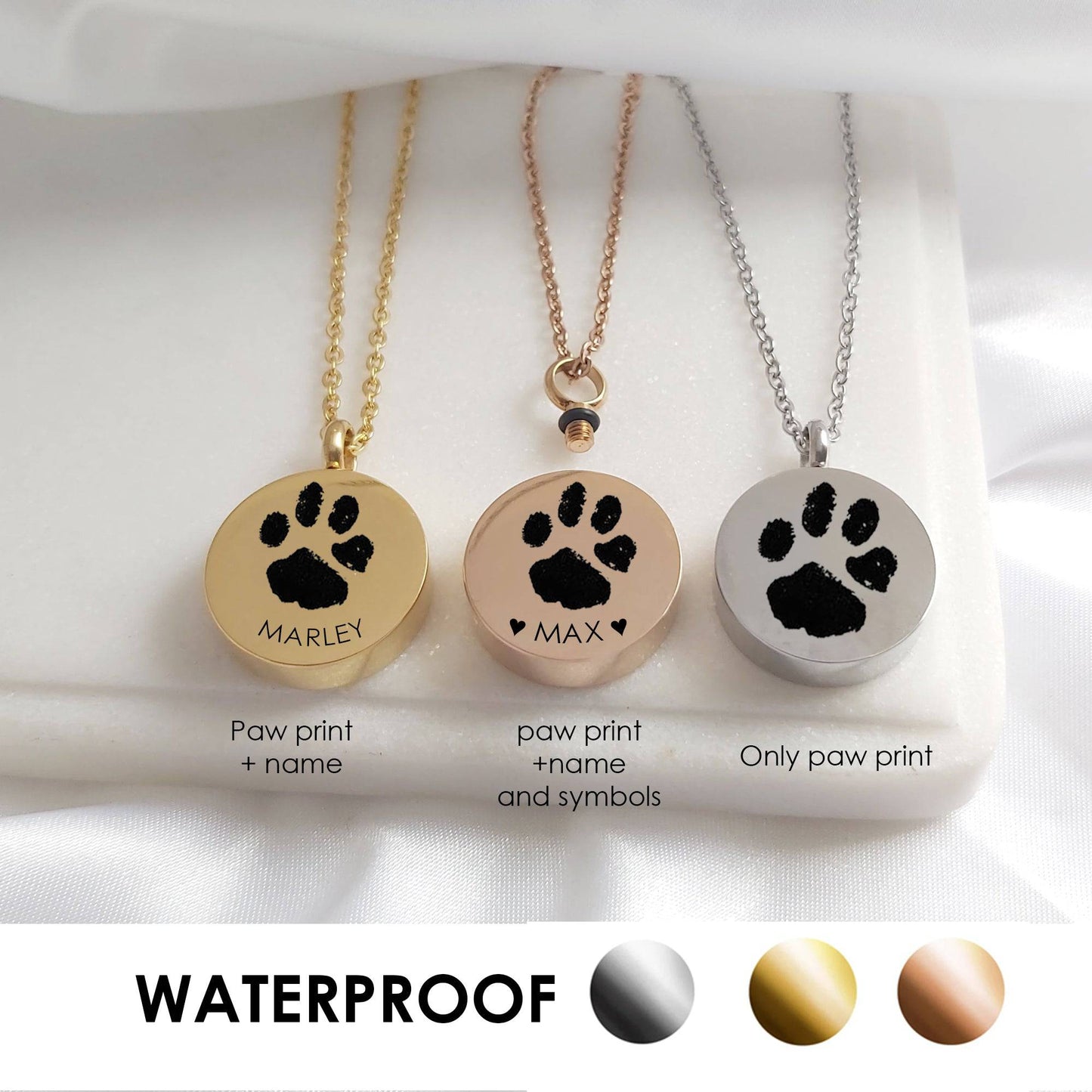 Actual paw print cremation urn necklace for ashes. - mobimomentos