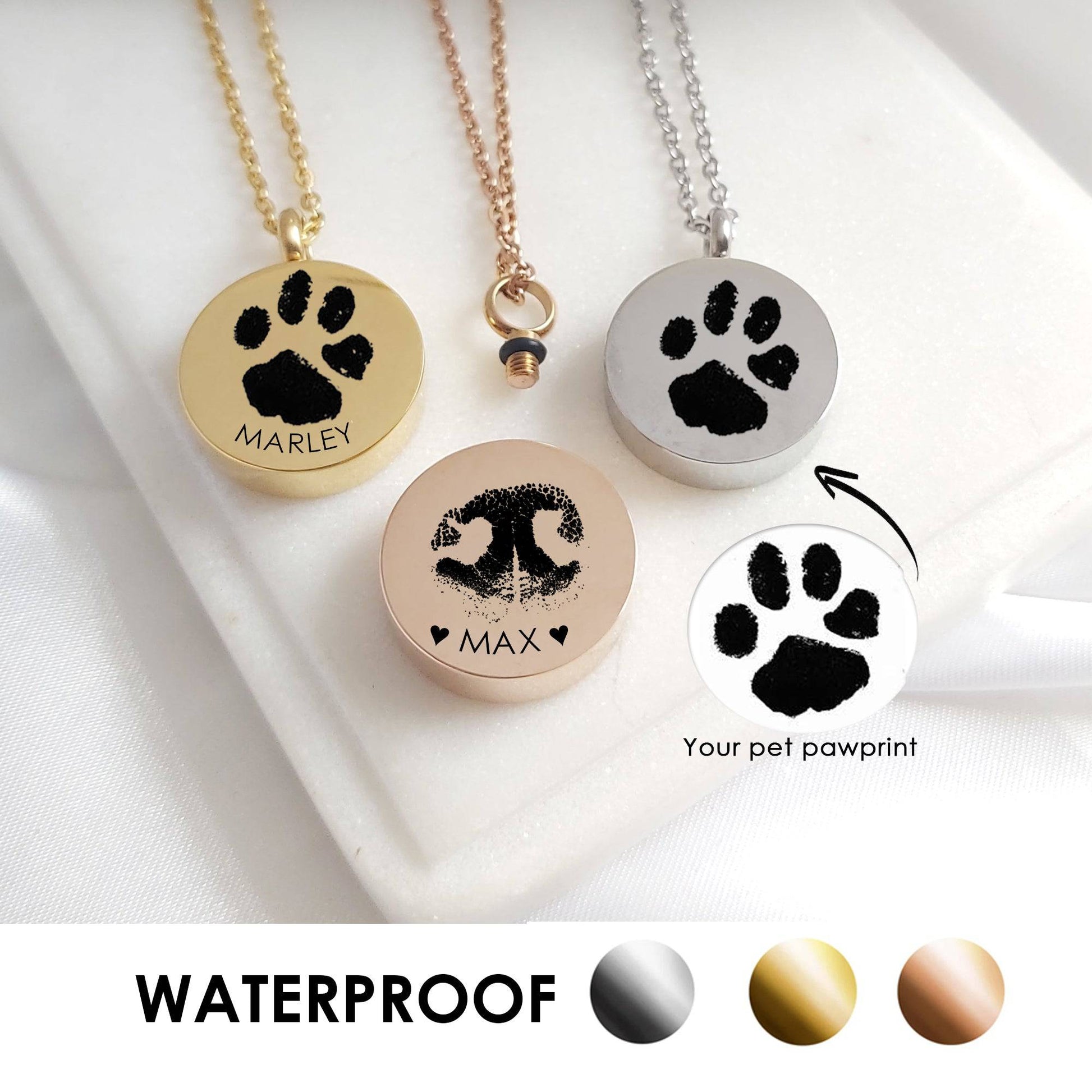 Actual paw print cremation urn necklace for ashes. - mobimomentos