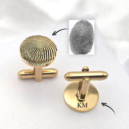 Actual Fingerprint Cufflinks, Personalized Thumbprint Groom Wedding Cufflinks, Custom Engraved Memorial Accessories for Men.