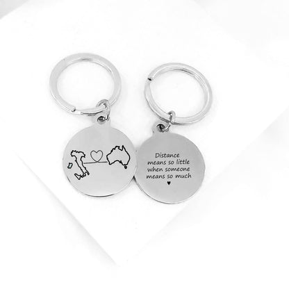 Custom Two Homes Map Keychain – Personalized Long Distance Gift | Love Knows No Distance