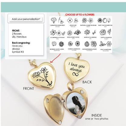 Mom’s Garden Personalized Birth Flower Locket
