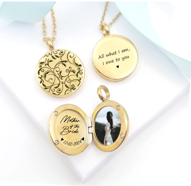 Personalized wedding locket for Mother of the Bride and Mother of the Groom.