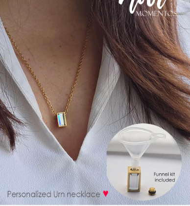 Collar de urna de cremación personalizado para cenizas humanas o cabello.