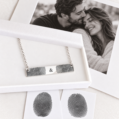 Two Prints, One Love | Personalized Two Fingerprint Bar Necklace
