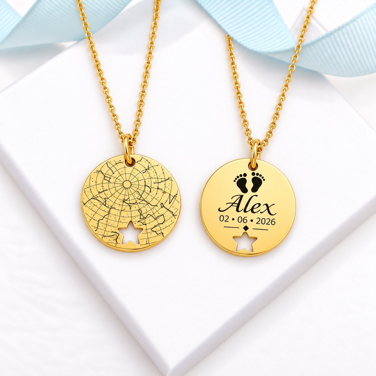 Collier personnalisé avec carte des étoiles pour femme