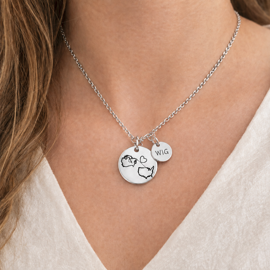 Two Homes, One Love - Long Distance Love Necklace with Initials