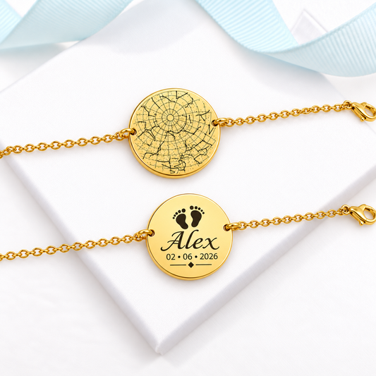 Bracelet personnalisé avec carte des étoiles pour femme