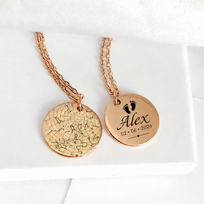 Collar de mapa estelar personalizado para ella y para él.