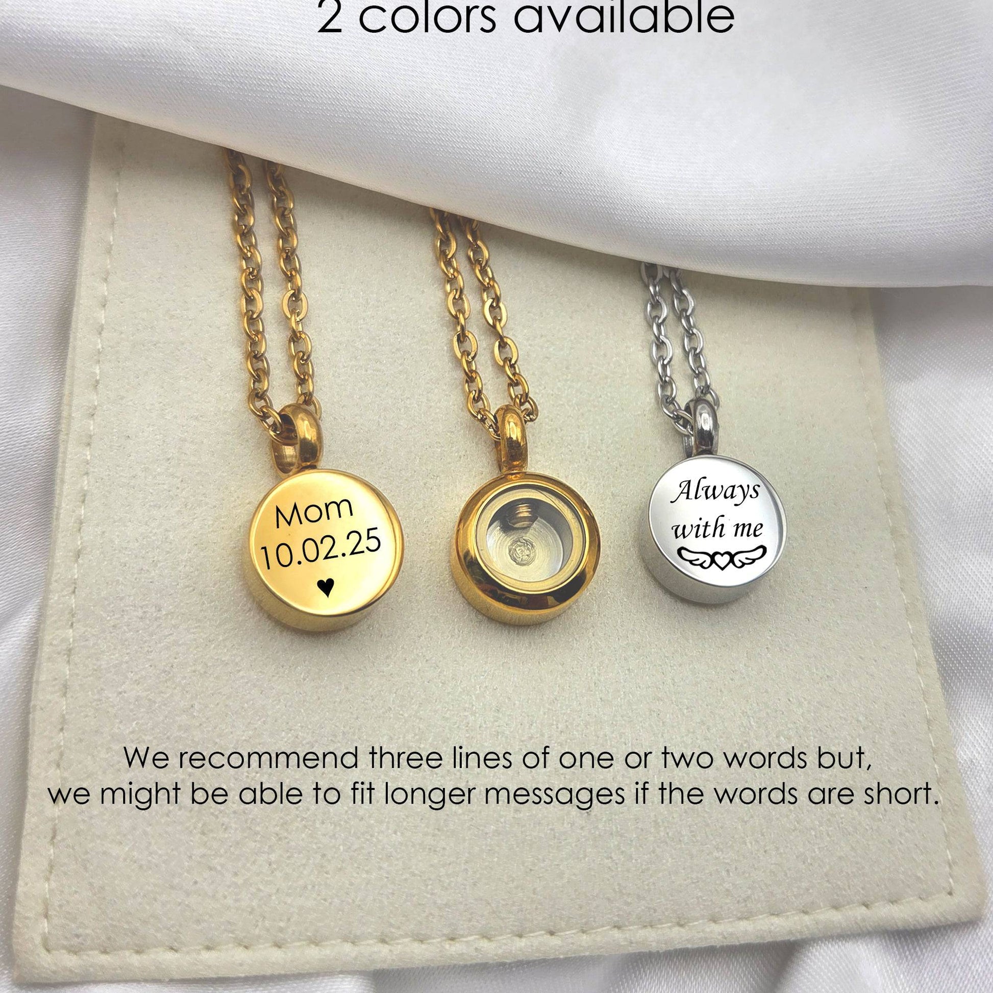 Personalized pet cremation urn necklace for ashes or hair. - mobimomentos
