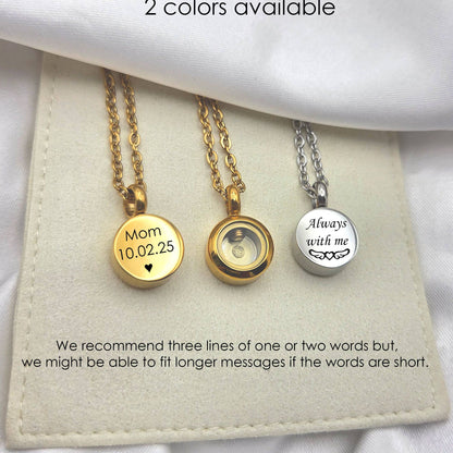 Personalized pet cremation urn necklace for ashes or hair. - mobimomentos