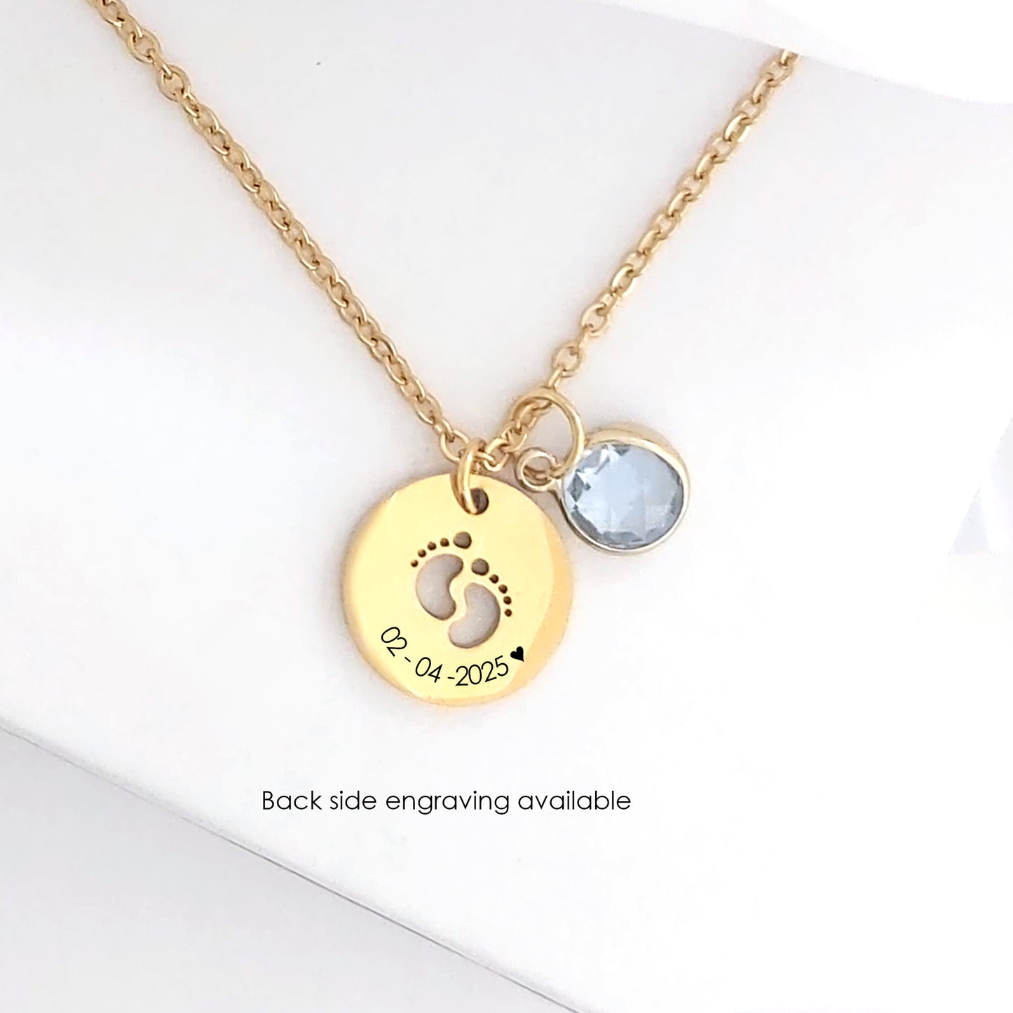 Collar de huella personalizado grabado con el nombre del bebé