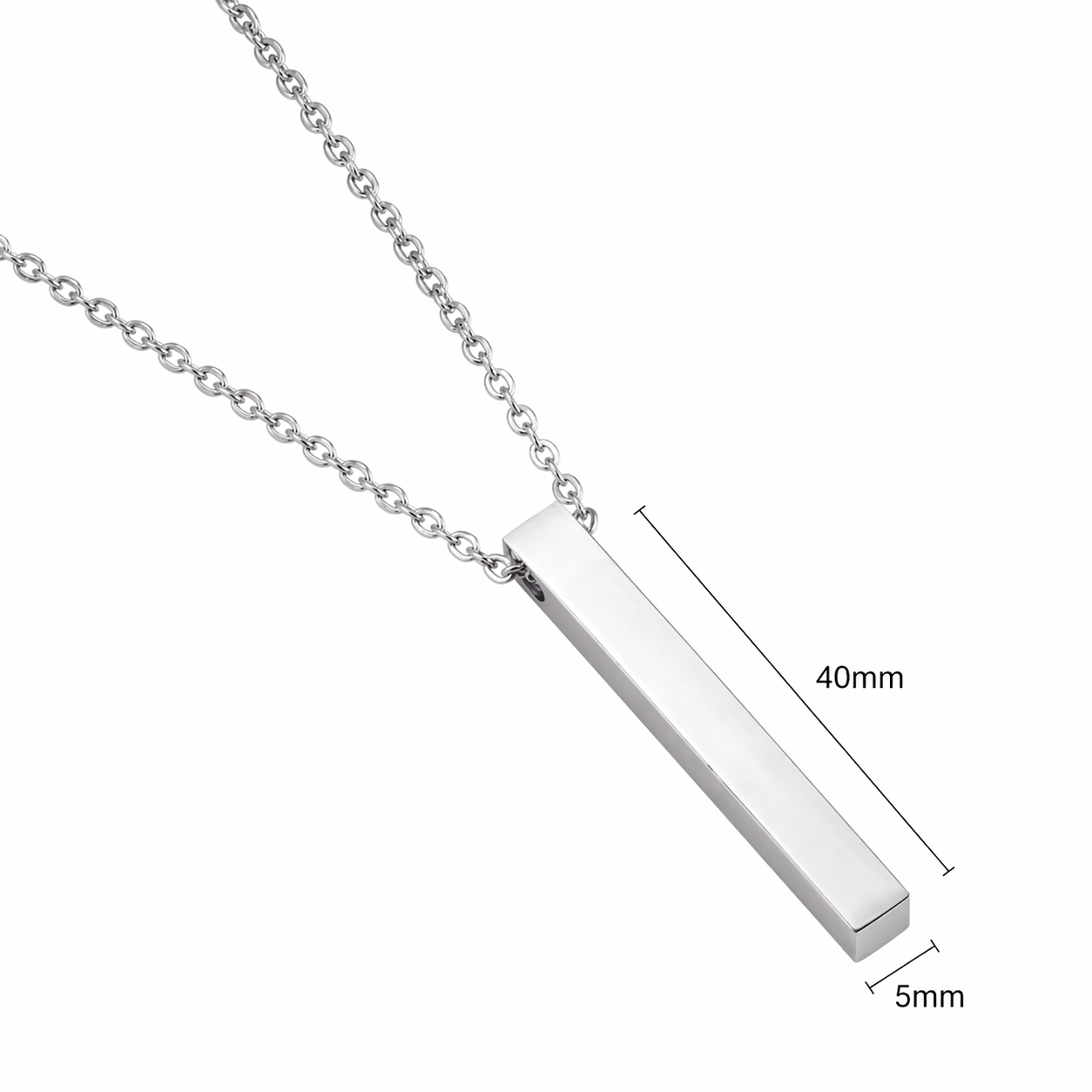 Four sides bar necklace for her and him - Custom engraved with names