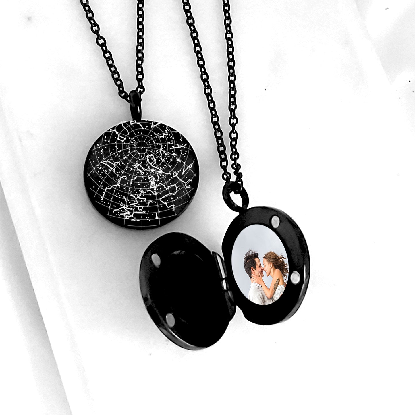 Custom star map locket with photo