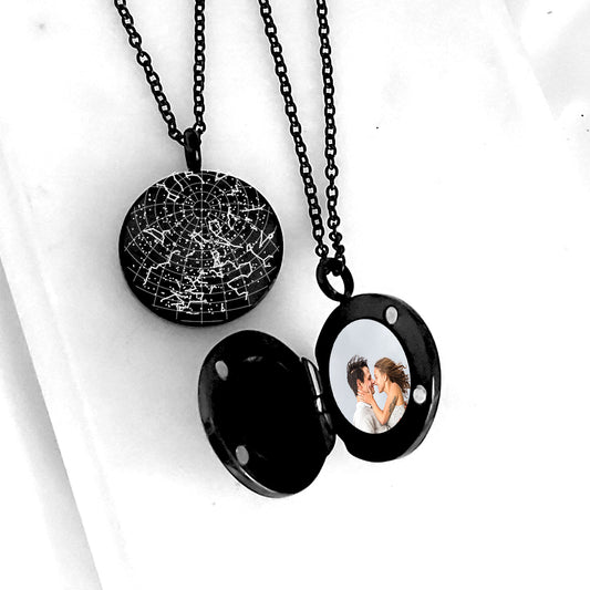 Custom star map locket with photo