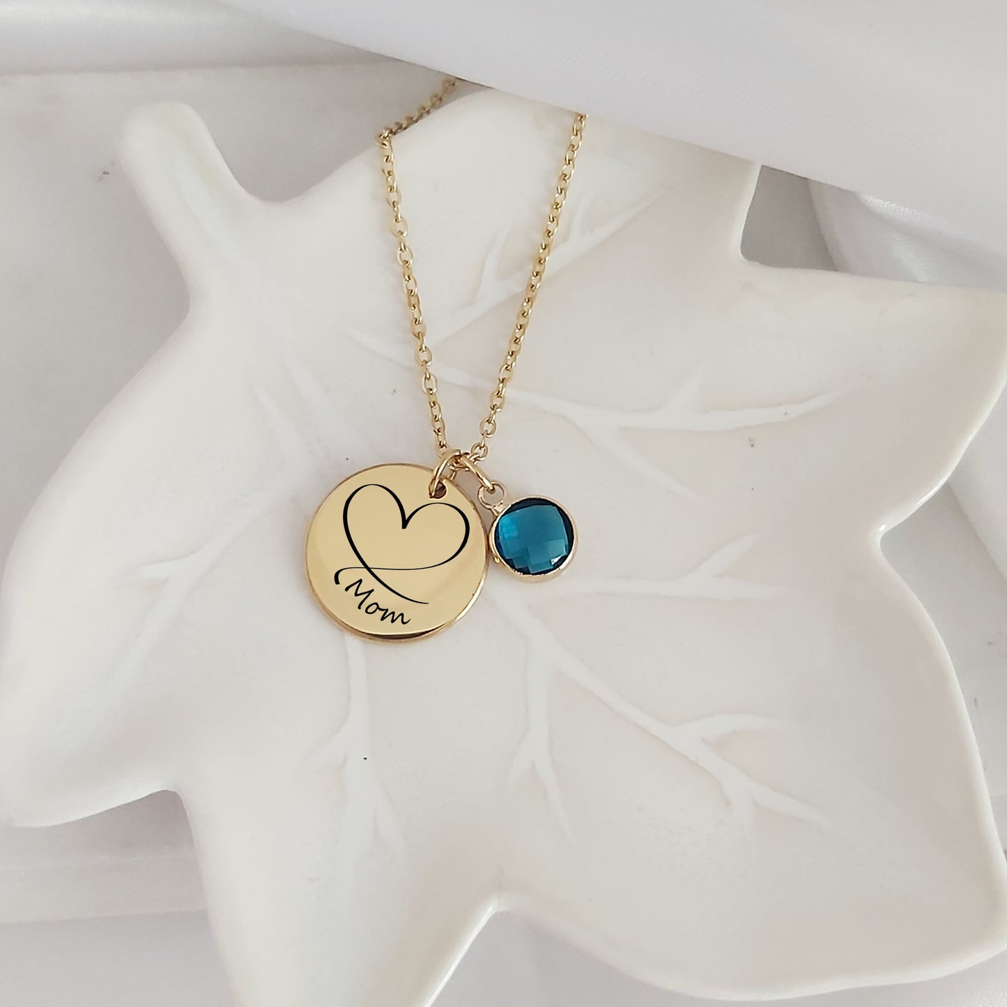 Grandma and mom heart necklace with kids birthstones.