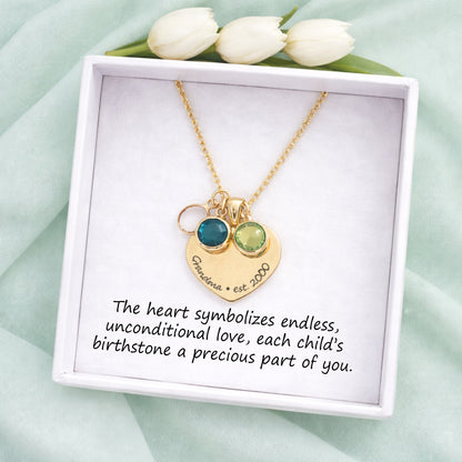 Collier grand-mère et maman avec pierres de naissance pour enfants.