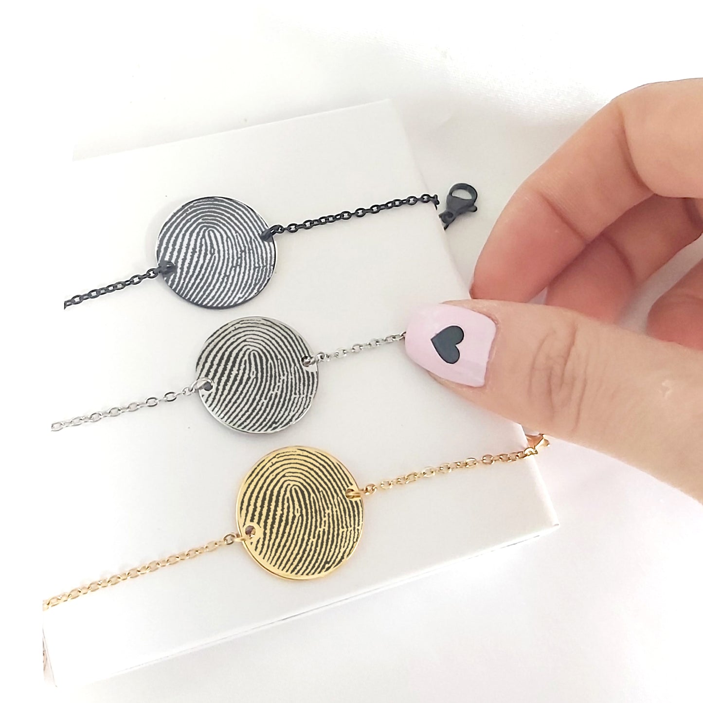 Actual fingerprint coin bracelet