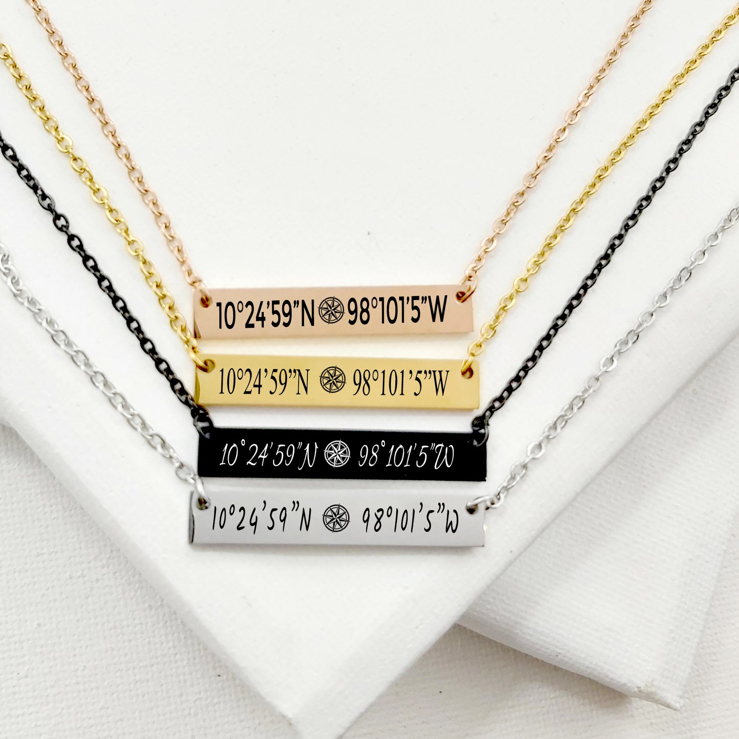 Custom coordinates bar necklace, Anniversary gift for girlfriend.