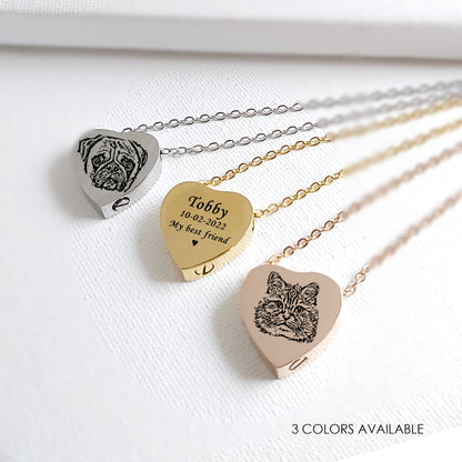 Their Print on My Heart Pet Urn Necklace